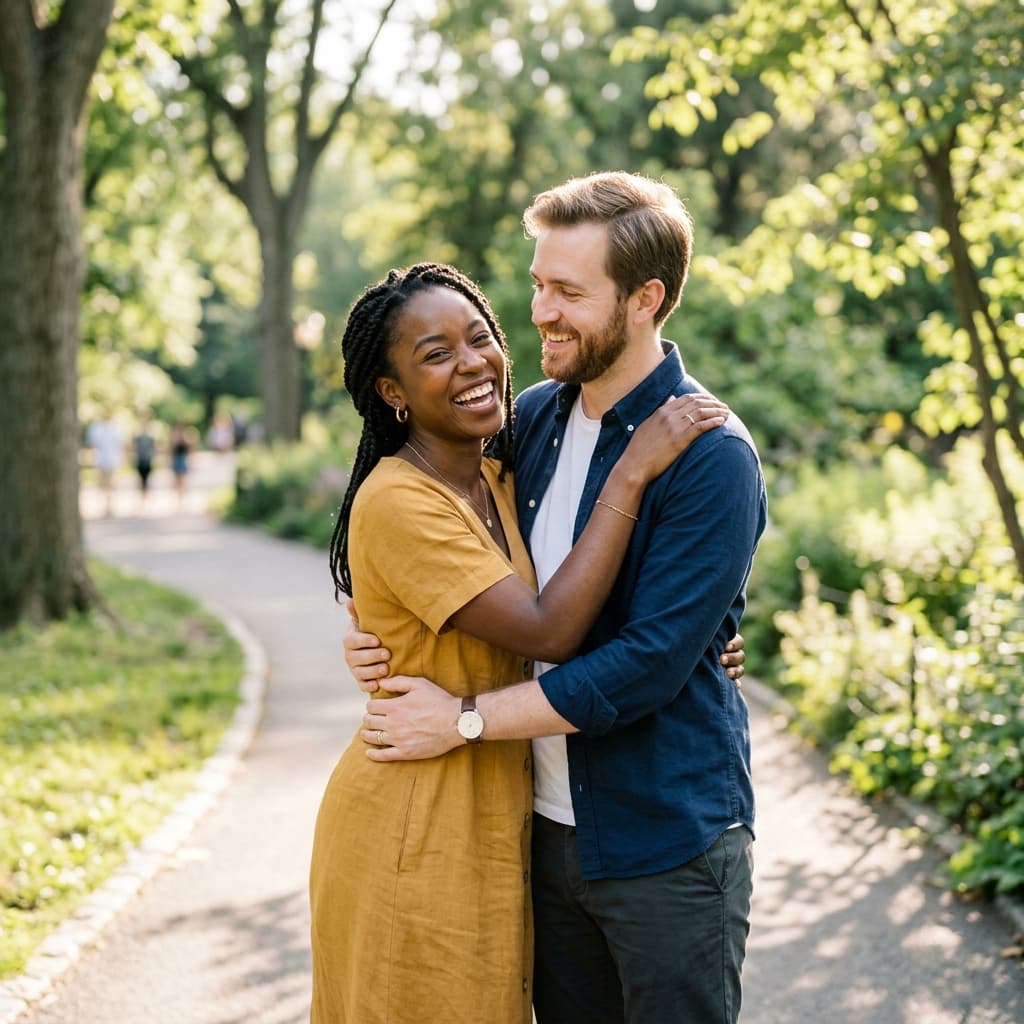 Happy couple outdoors